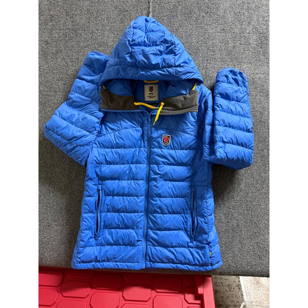 FJALLRAVEN BLUE EXPEDITION SERIES DOWN PUFFER JACKET HOODED FULL SIP WOMENS - Picture 1 of 12